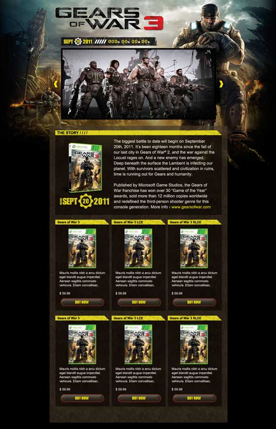 Gears of War 3 E3 Landing Page